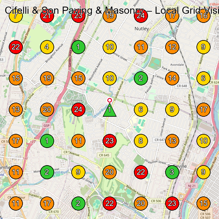 Cifelli & Son Paving & Masonry Paving Contractor GeoGrid ranking map for Nutley NJ